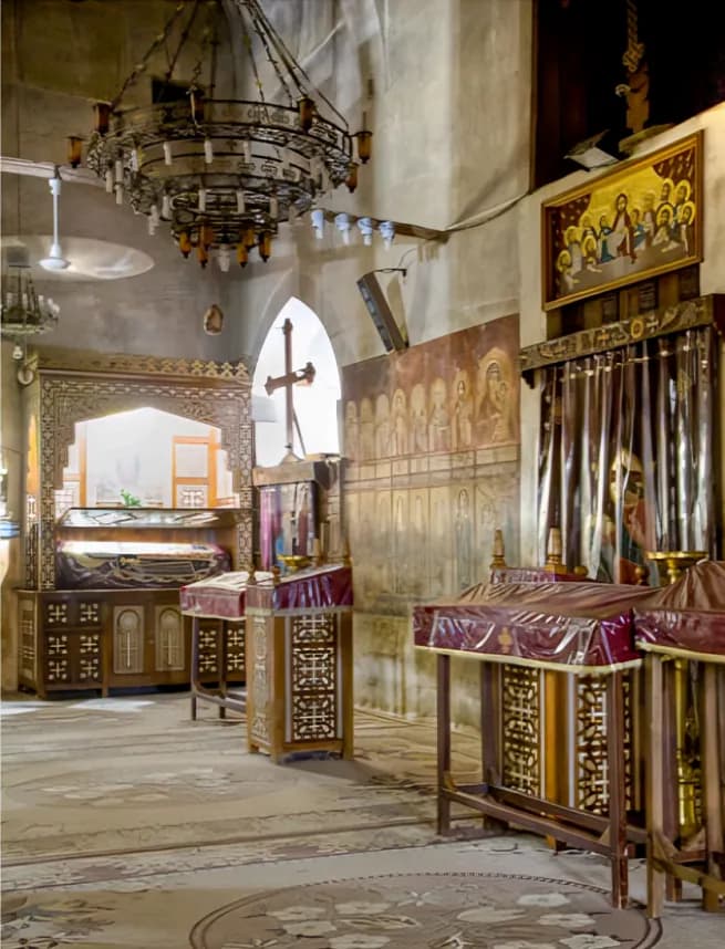Monk in monastery archway